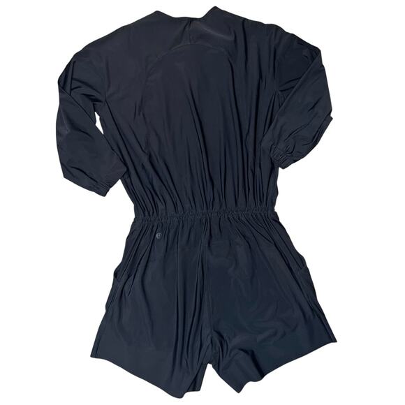 Lululemon High Neck UVP Zippered black shorts Romper women's size 2 NWOT - Picture 5 of 6